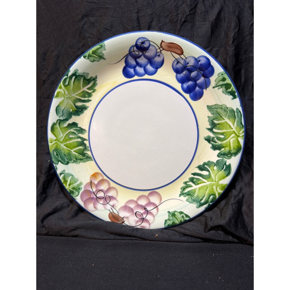 Disegno by Varm Italy Hand Painted Grape Ceramic Pasta Bowl Large 12 Inch Plate
